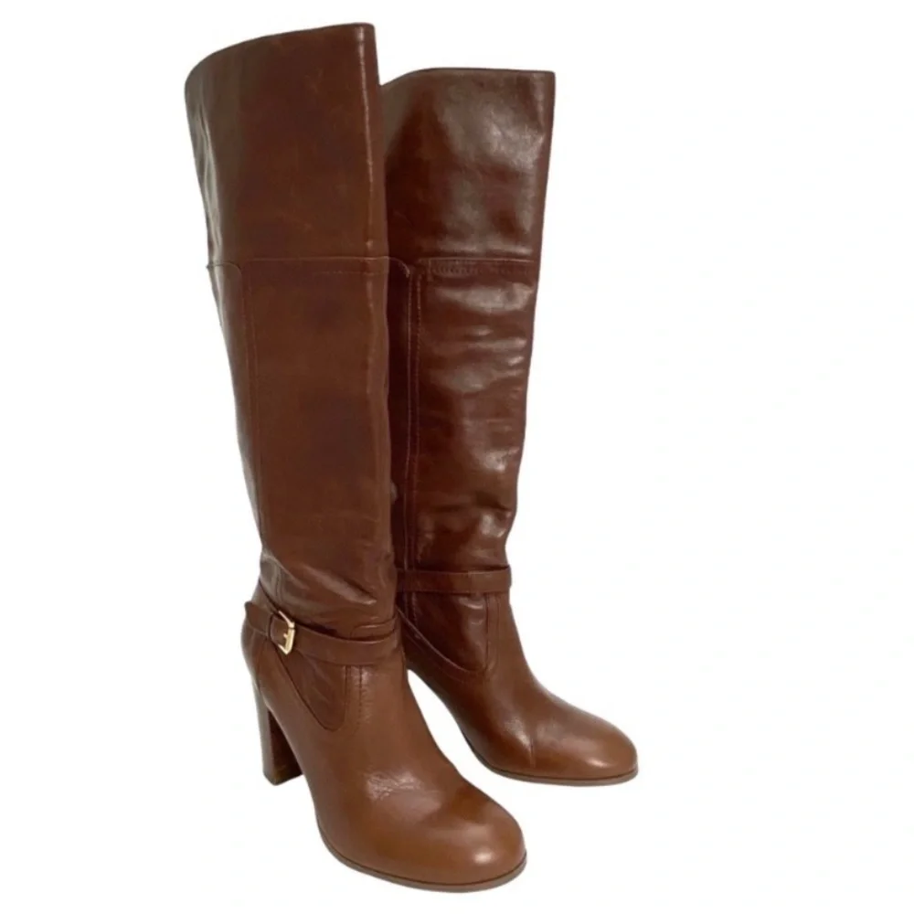 AUDREY Brooke Abhigrade Over the Knee Heel Leather Boot in Brown